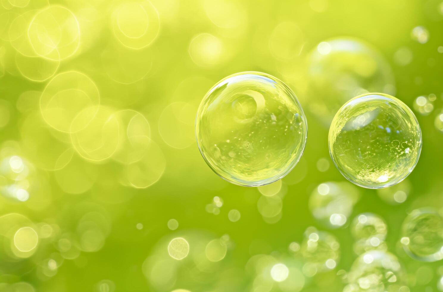 AI generated Transparent lime bubbles background photo