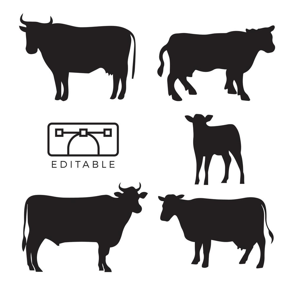 vaca silueta vacas vector