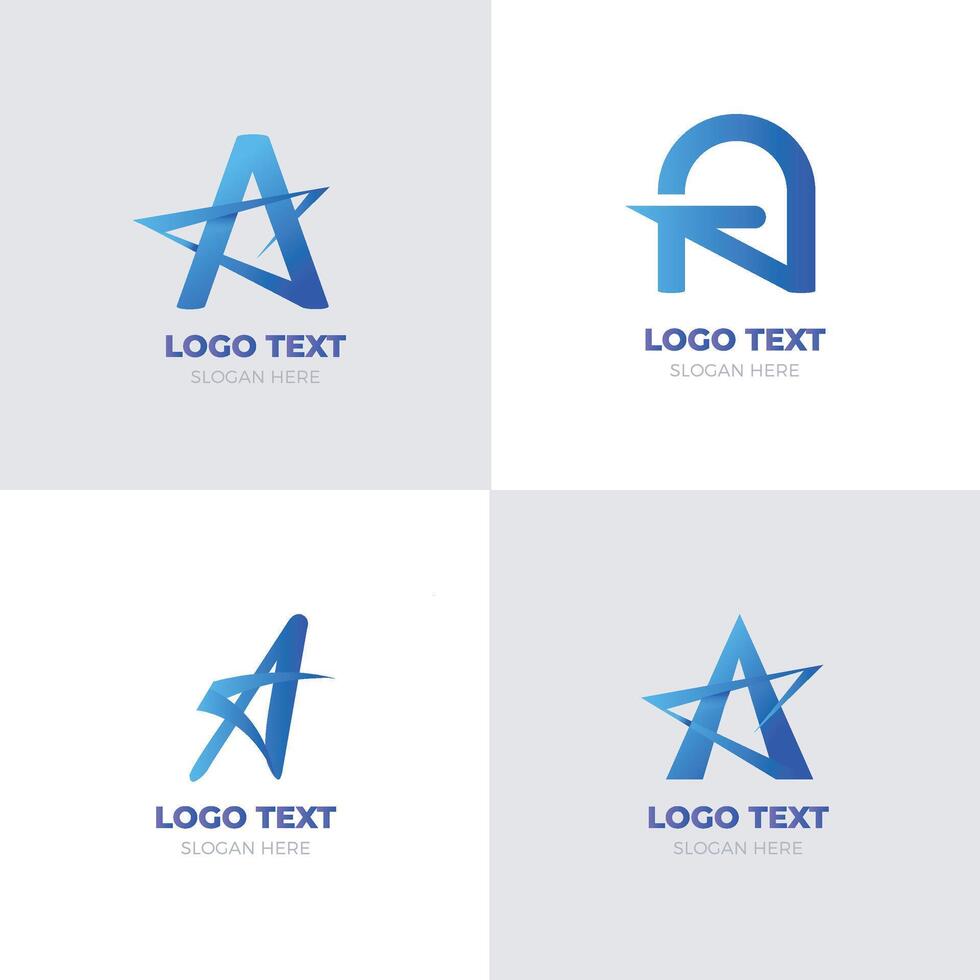 Letter A star logo set design template elements vector