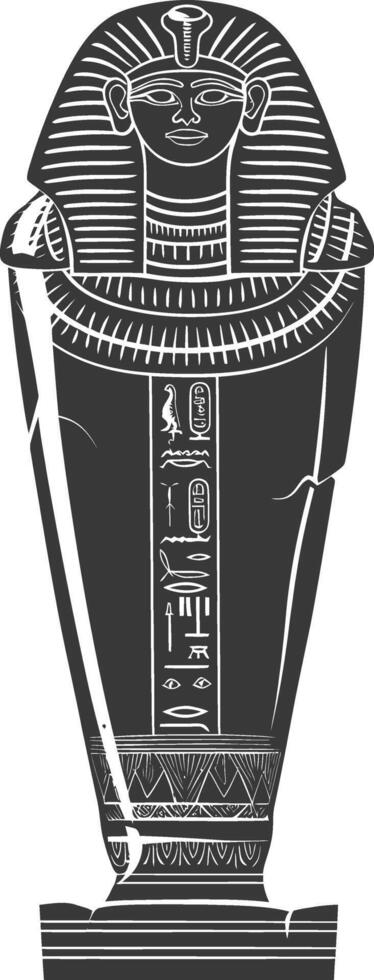 AI generated Silhouette ancient egypt sarcophagus black color only vector