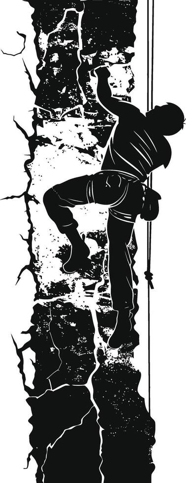 AI generated Silhouette climbing man black color only full body vector