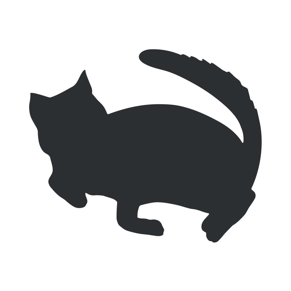 Cute lying cat silhouette. Vector illustration