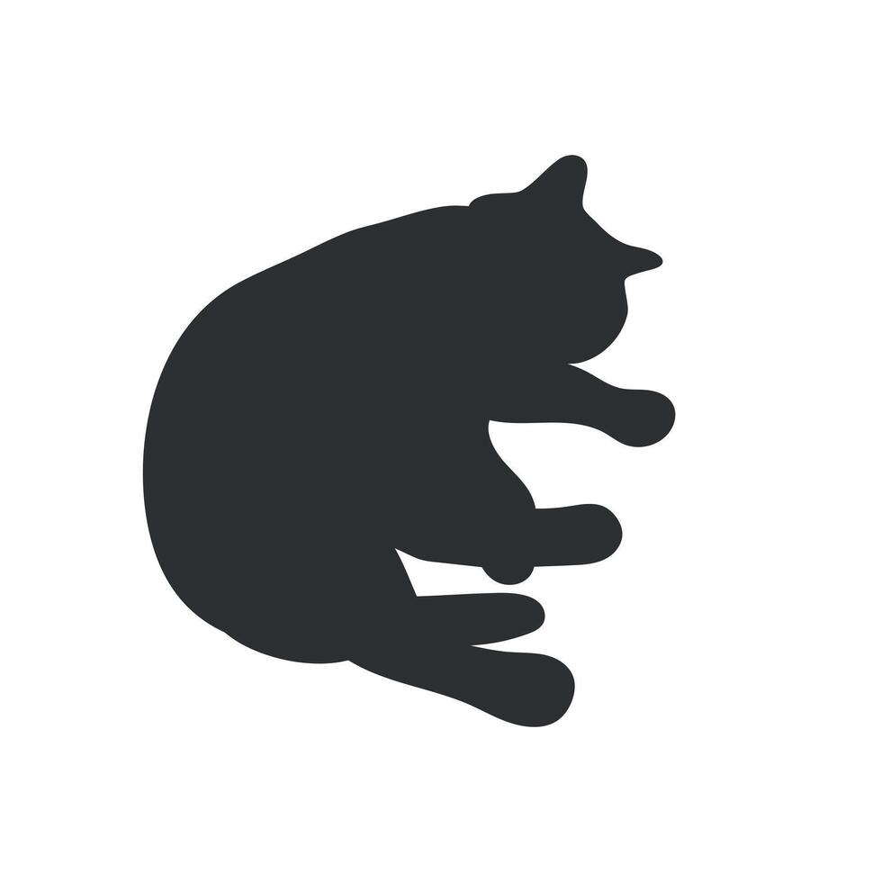 Fat sleeping cat silhouette. Vector illustration