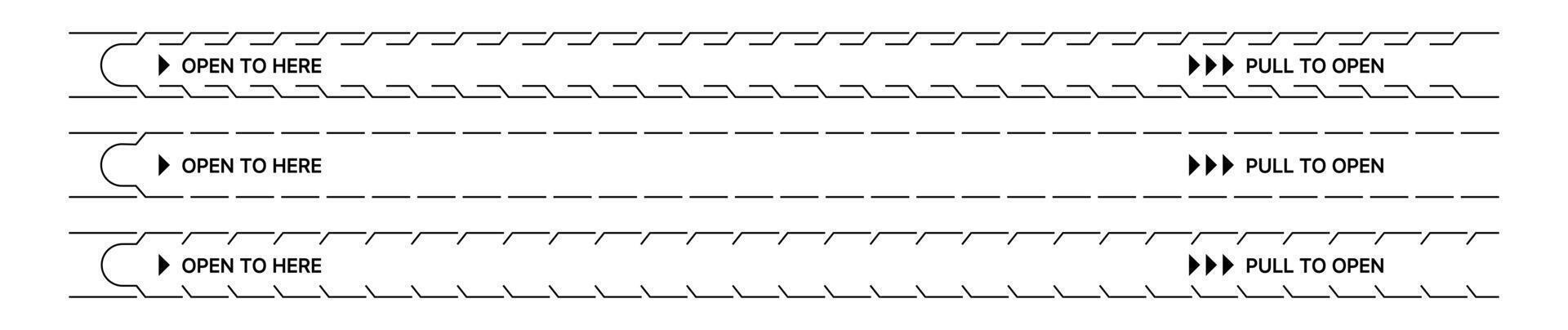 Perforated OPEN TO HERE Pull Tabs vector