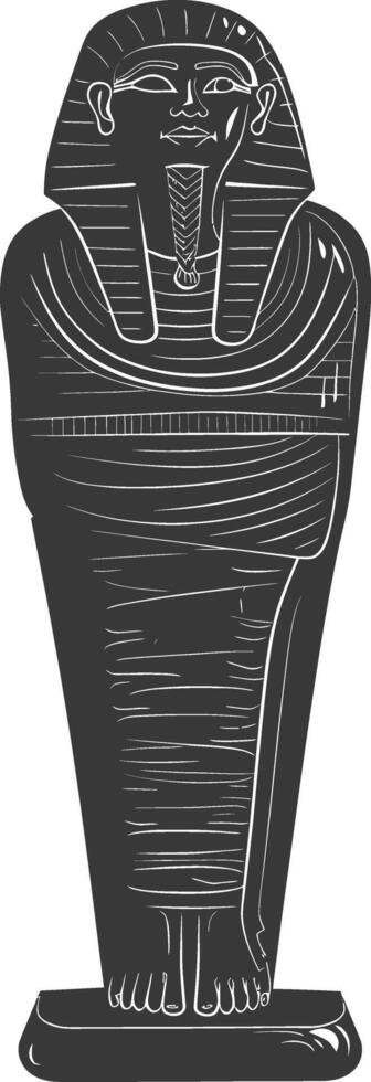 AI generated Silhouette ancient egypt sarcophagus black color only vector