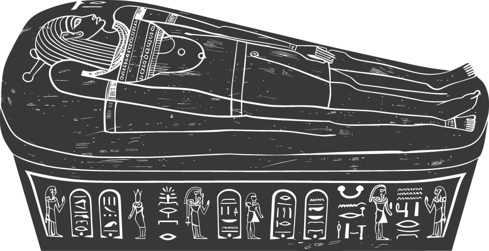 AI generated Silhouette ancient egypt sarcophagus black color only vector