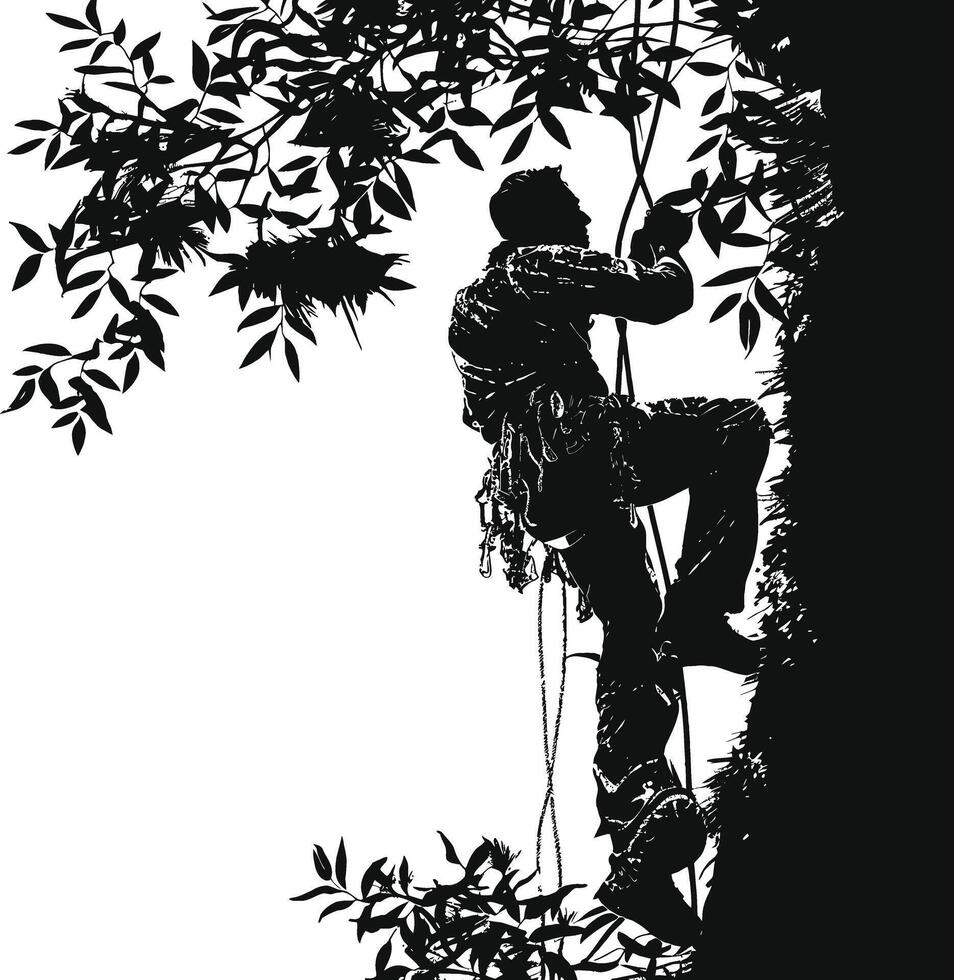 AI generated Silhouette climbing man black color only full body vector