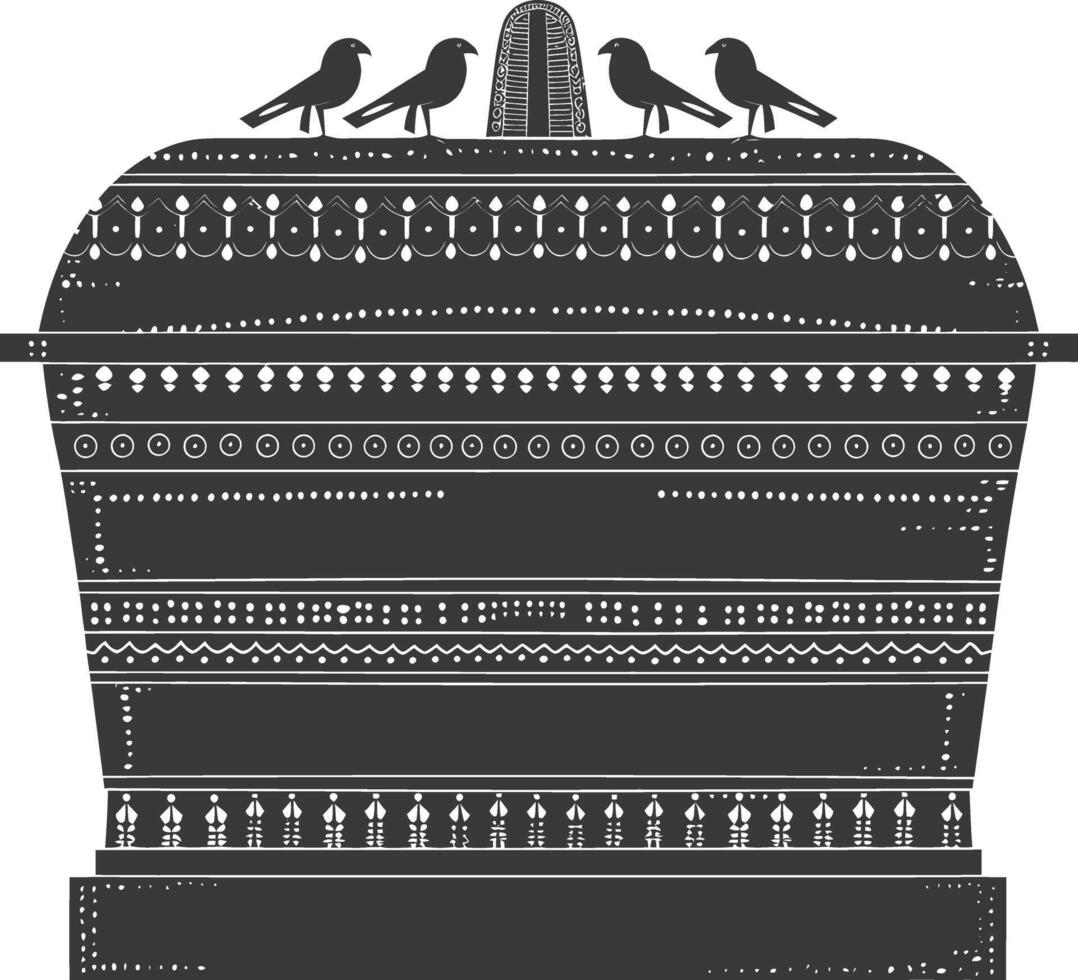 AI generated Silhouette ancient egypt sarcophagus black color only vector