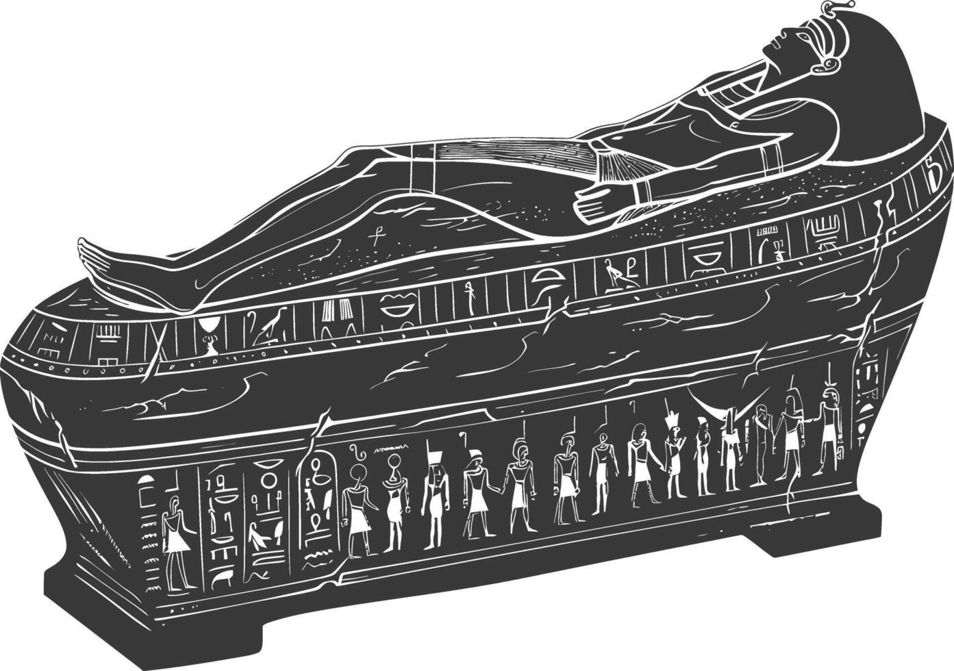 ai generado silueta antiguo Egipto sarcófago negro color solamente vector