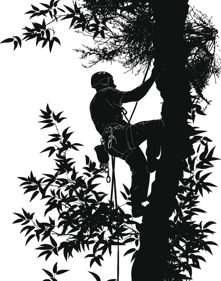 AI generated Silhouette climbing man black color only full body vector