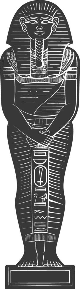 AI generated Silhouette ancient egypt sarcophagus black color only vector