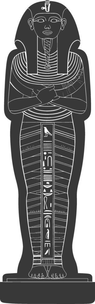 AI generated Silhouette ancient egypt sarcophagus black color only vector