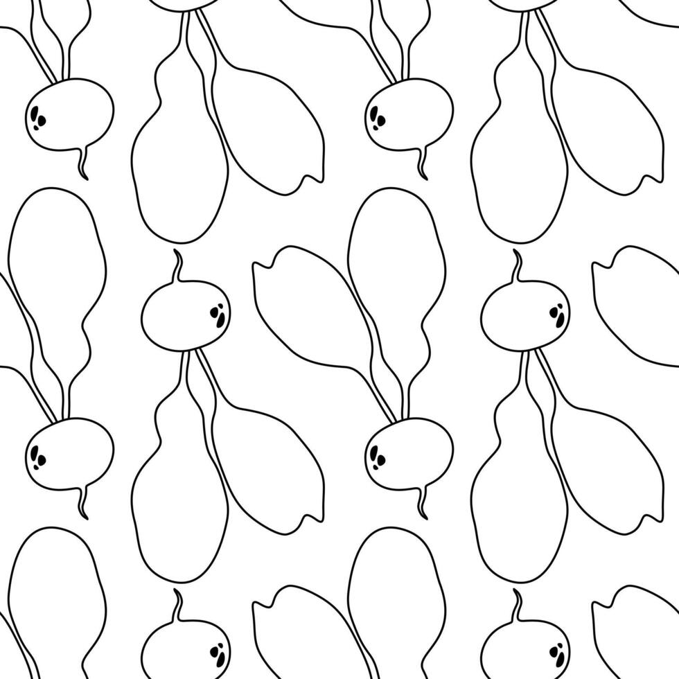 sin costura vector garabatear modelo con rábano. textura para textil, papel, fondo de pantalla. colorante libro para niños.