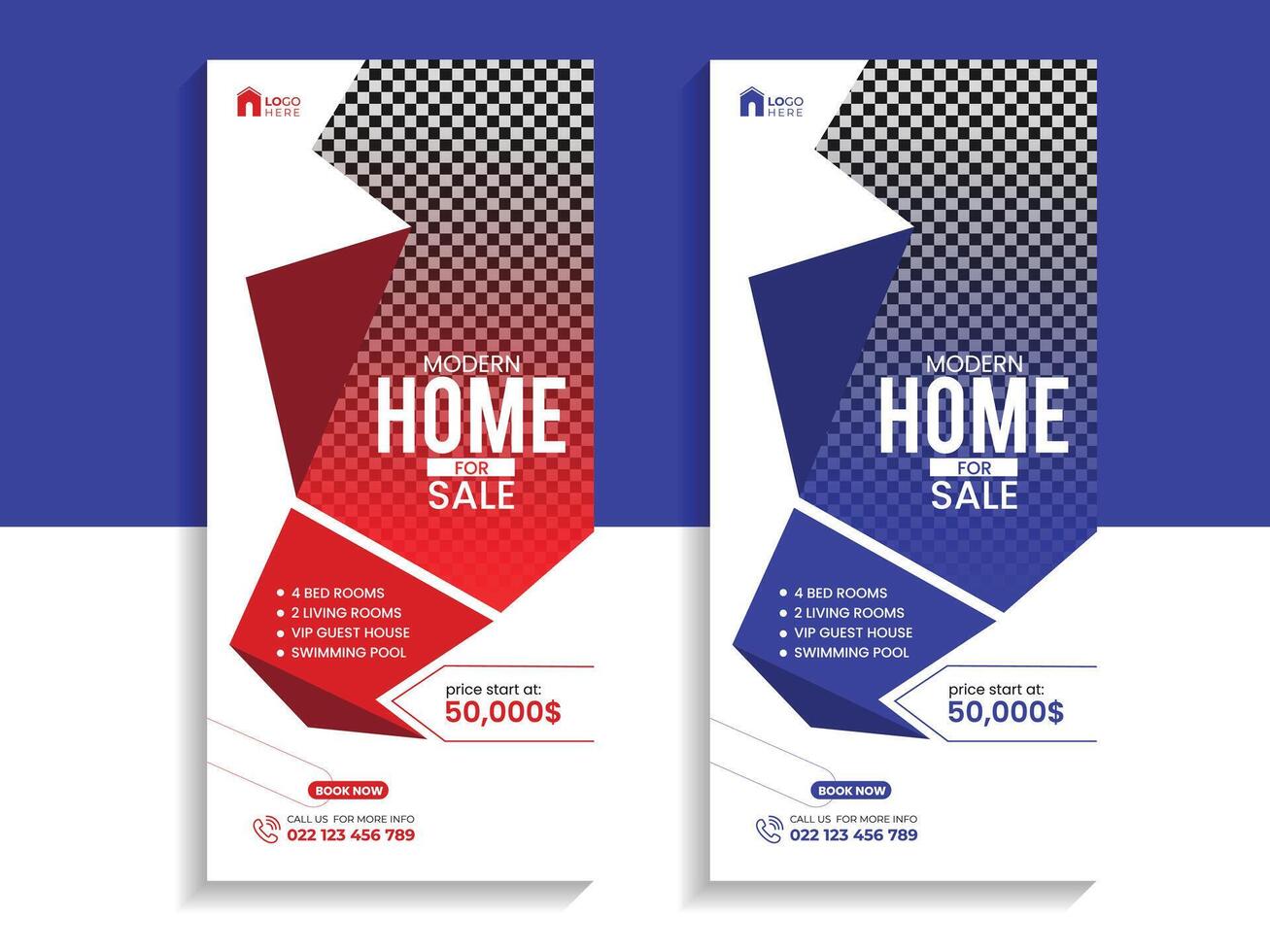 Real Estate modern home sale roll-up banner or cover design template vector