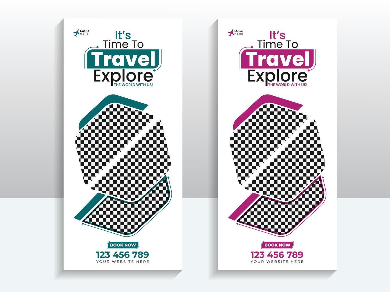 Travel and tourism roll up banner template for business or travel agency vector