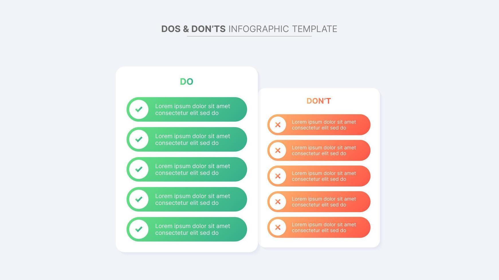 Circle Round Dos and Don'ts, Pros and Cons, VS, Versus Comparison Infographic Design Template vector