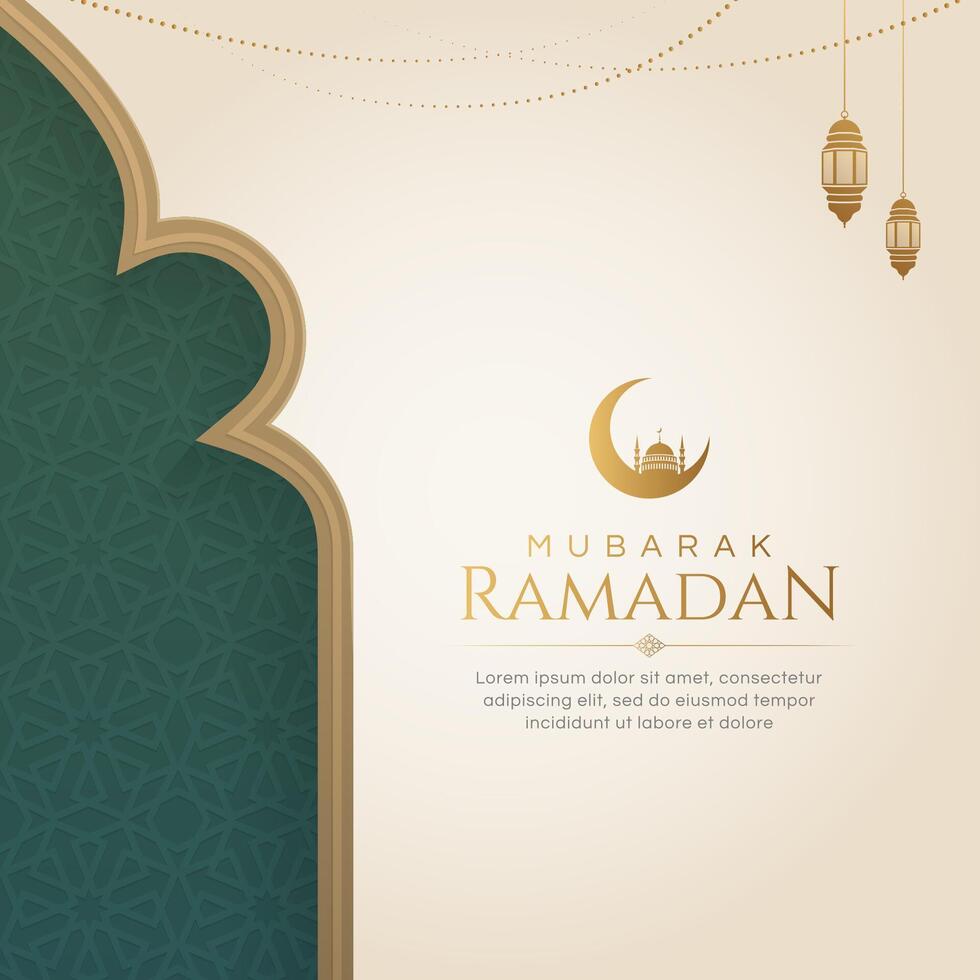 Ramadan Kareem Eid Mubarak Background Design Template with Golden Ornaments vector