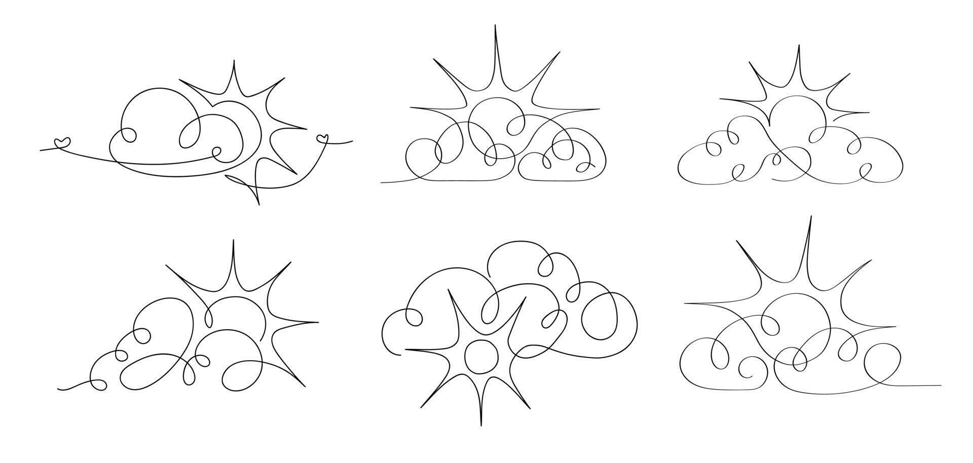 continuo línea Dom y nube vector conjunto aislado