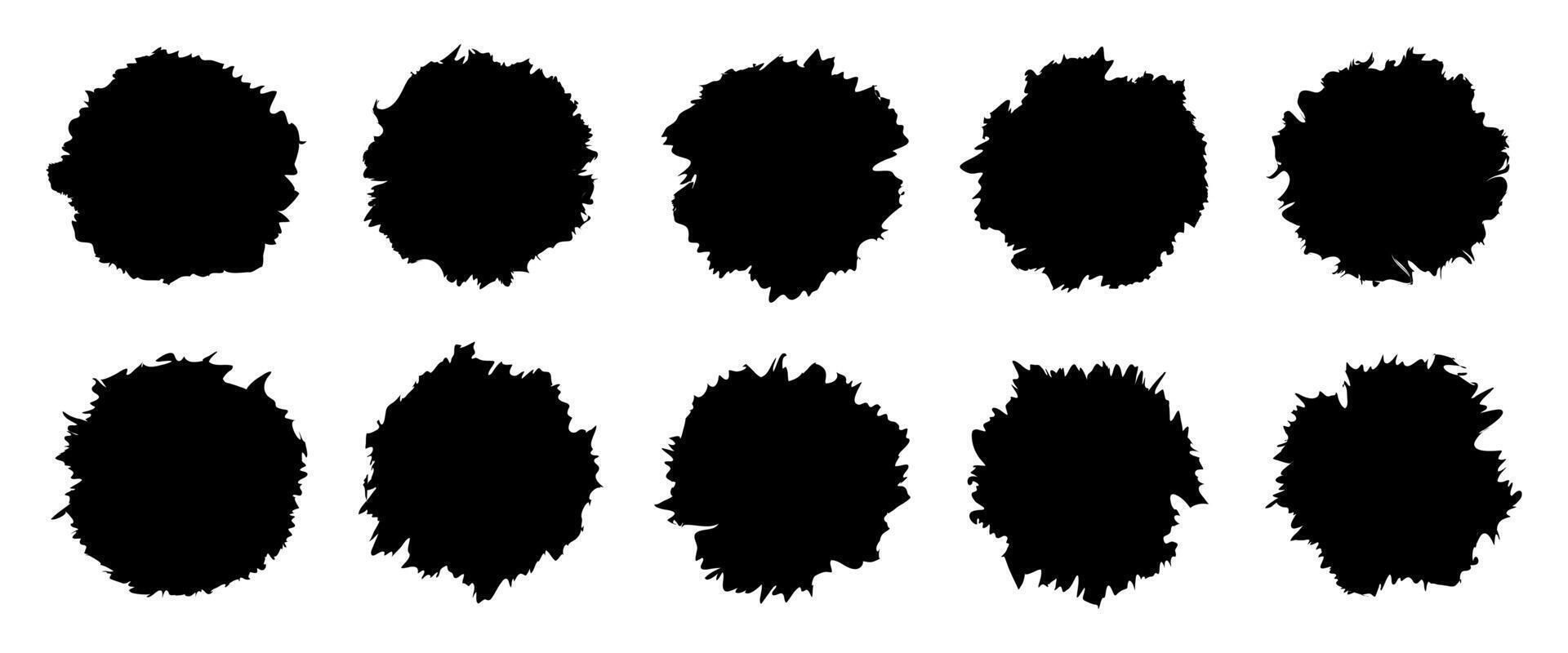 Jagged circle frame vector set black color isolated