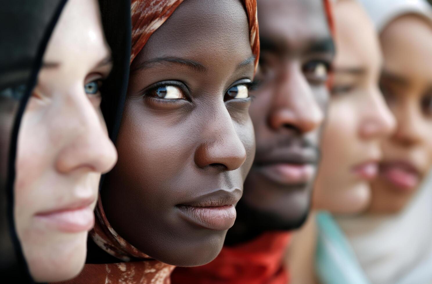 ai generado étnico diversidad facial cerca arriba foto