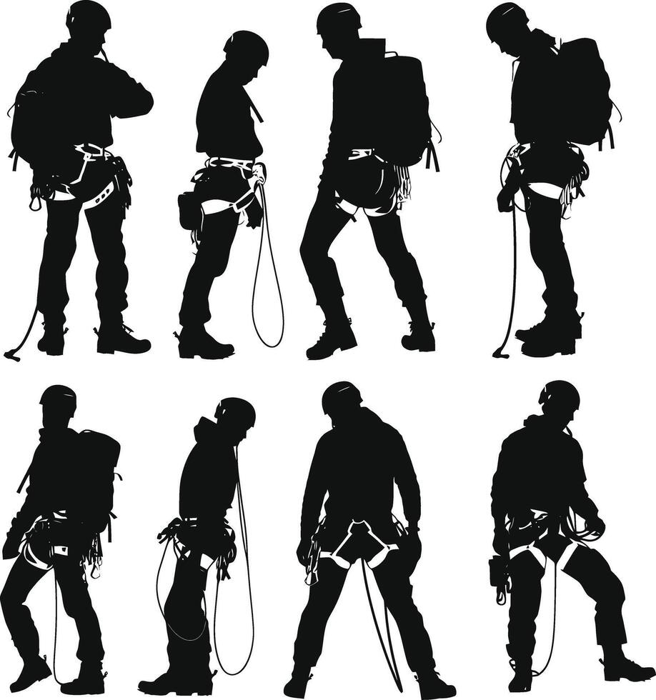 AI generated Silhouette climbing man black color only full body vector