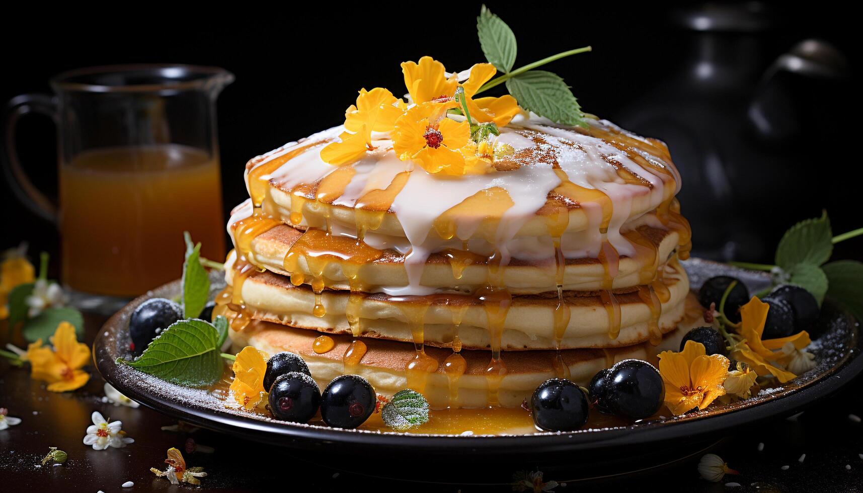 AI generated Freshness and sweetness on a plate, a gourmet berry dessert generated by AI photo