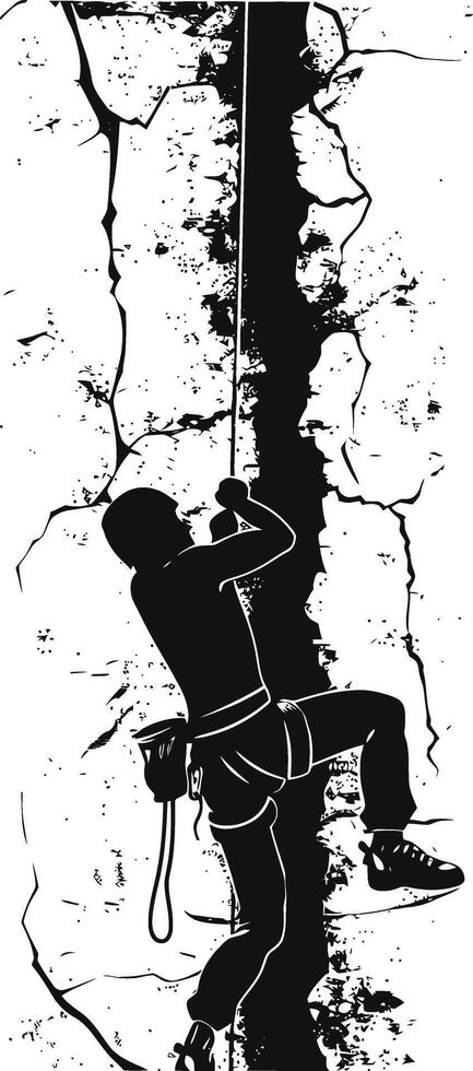 AI generated Silhouette climbing man black color only full body vector