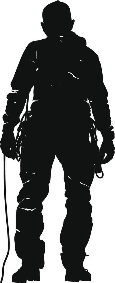 AI generated Silhouette climbing man black color only full body vector