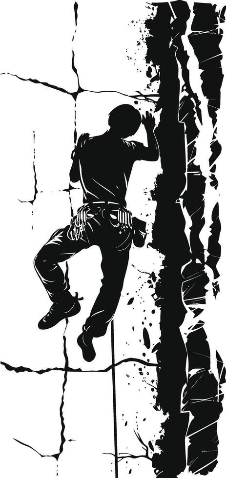 AI generated Silhouette climbing man black color only full body vector