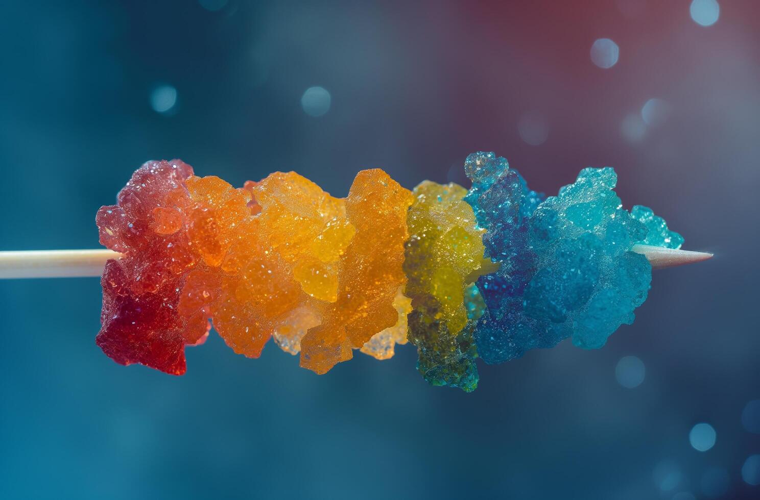 AI generated Transparent sugar crystals on a skewer photo