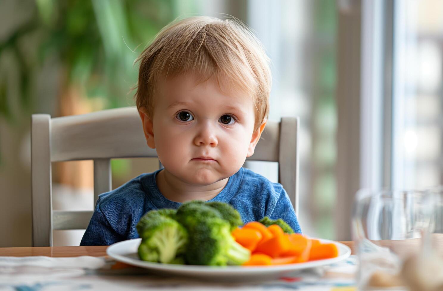 AI generated Toddler's veggie dilemma photo