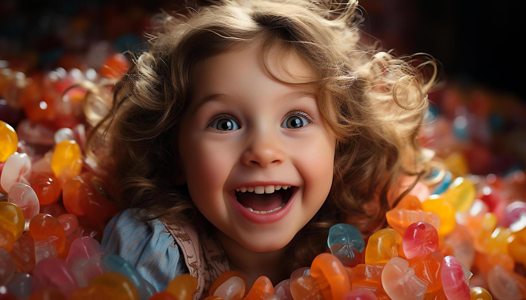AI generated A cute, cheerful, smiling girl enjoying a playful childhood generated by AI photo