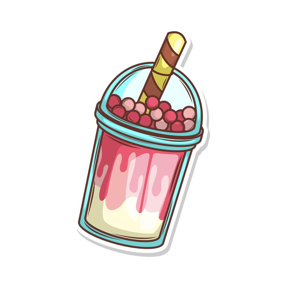 Bubble tea vector  sticker cartoon. hand draw illustration art