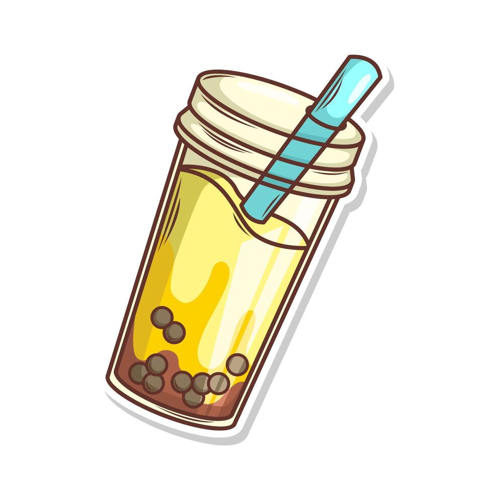 Bubble tea vector  sticker cartoon. hand draw illustration art