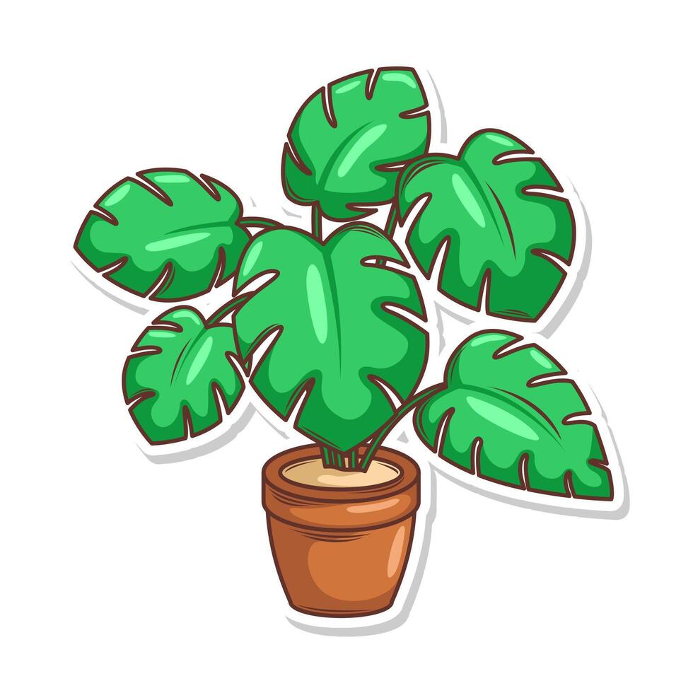 Home plant cartoon style. potted plant isolated on white vector