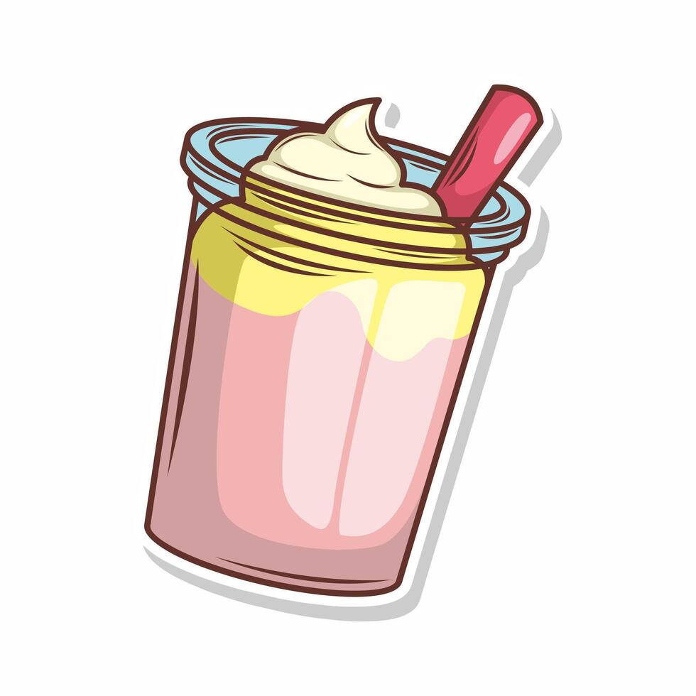 Bubble tea vector  sticker cartoon. hand draw illustration art