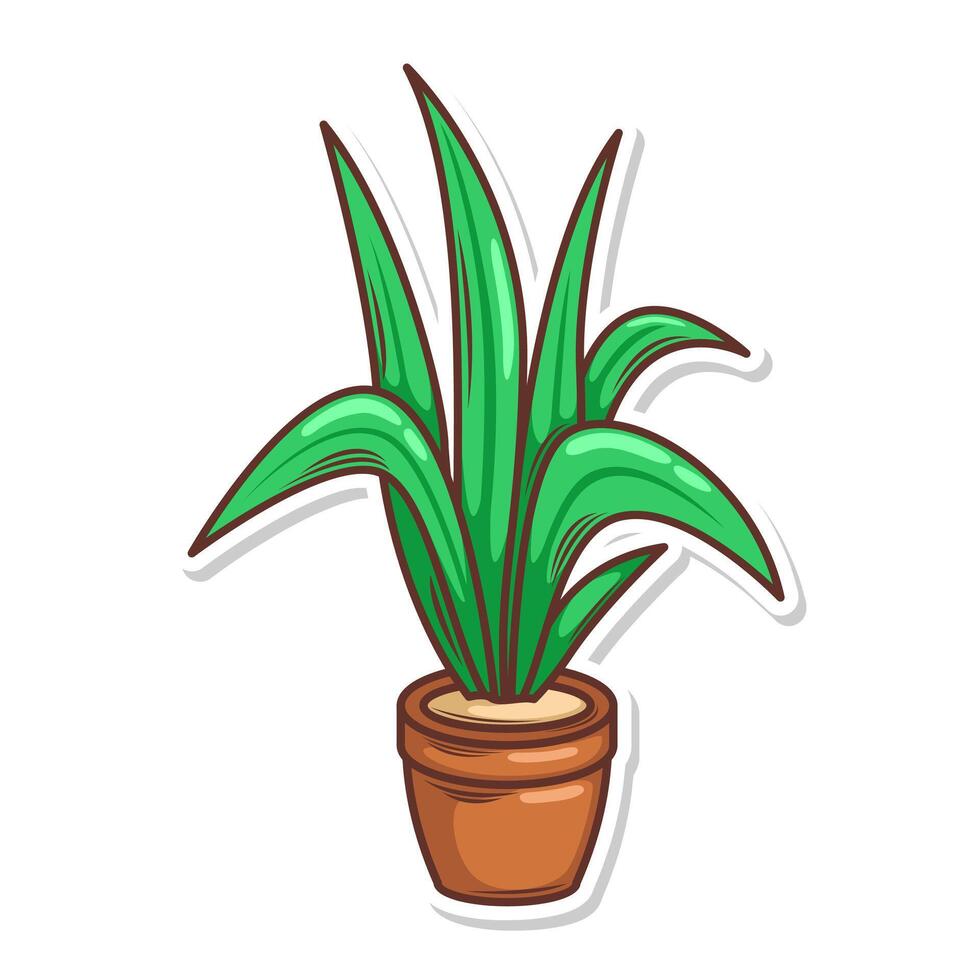 Home plant cartoon style. potted plant isolated on white vector