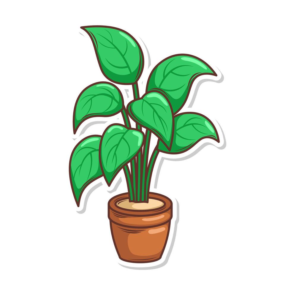 Home plant cartoon style. potted plant isolated on white vector