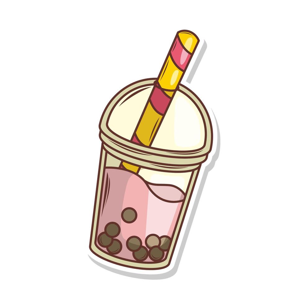 Bubble tea vector  sticker cartoon. hand draw illustration art