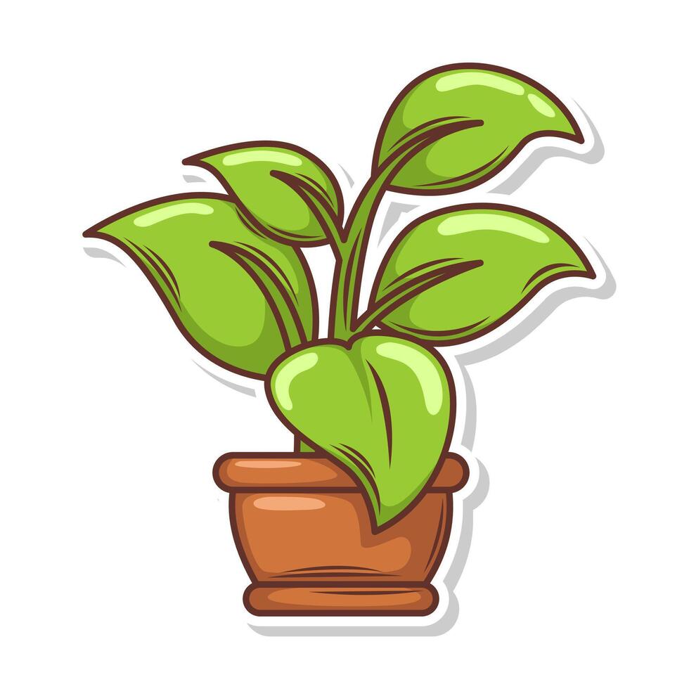 Home plant cartoon style. potted plant isolated on white vector