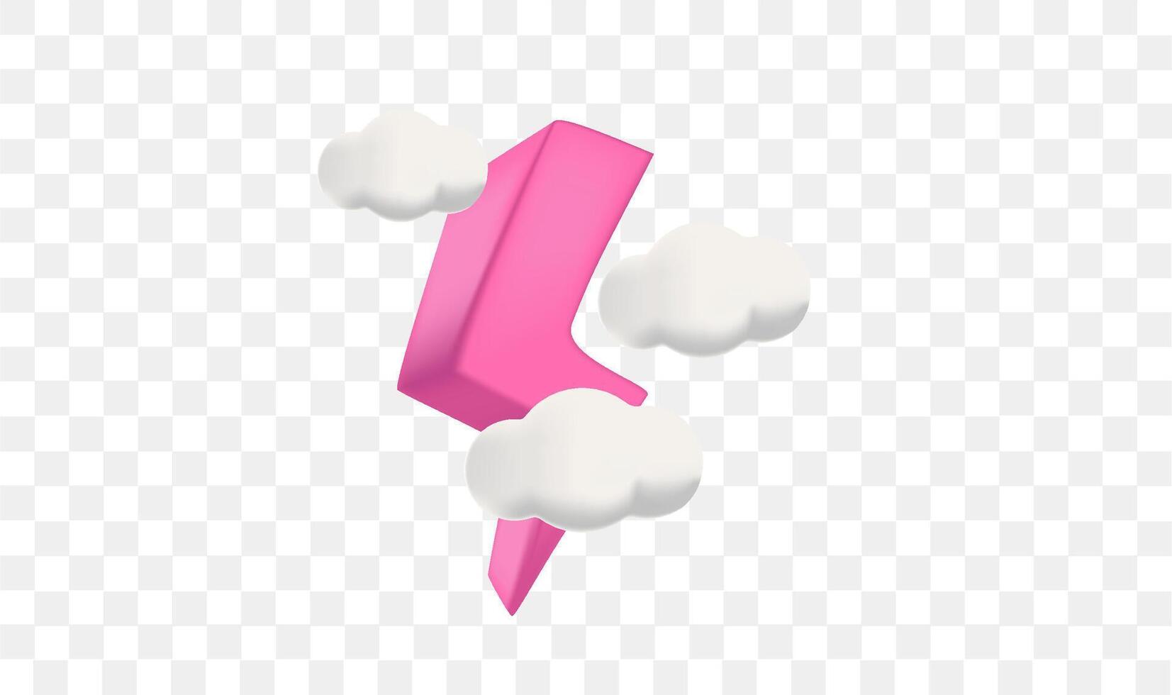 Pink bolt  and cloud 3d, great design for any purposes. vector