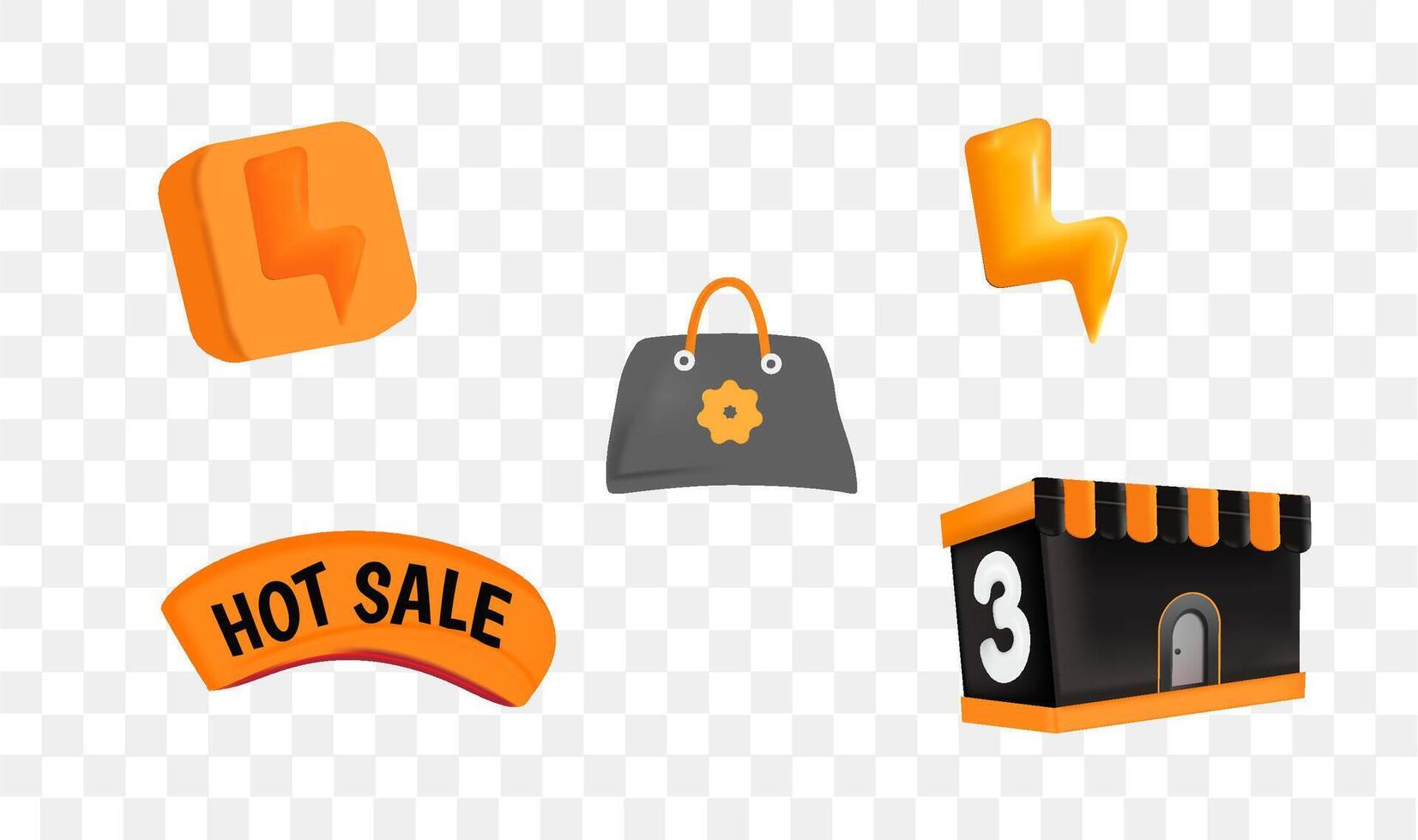 3d conjunto en línea compras iconos compras símbolo. vector
