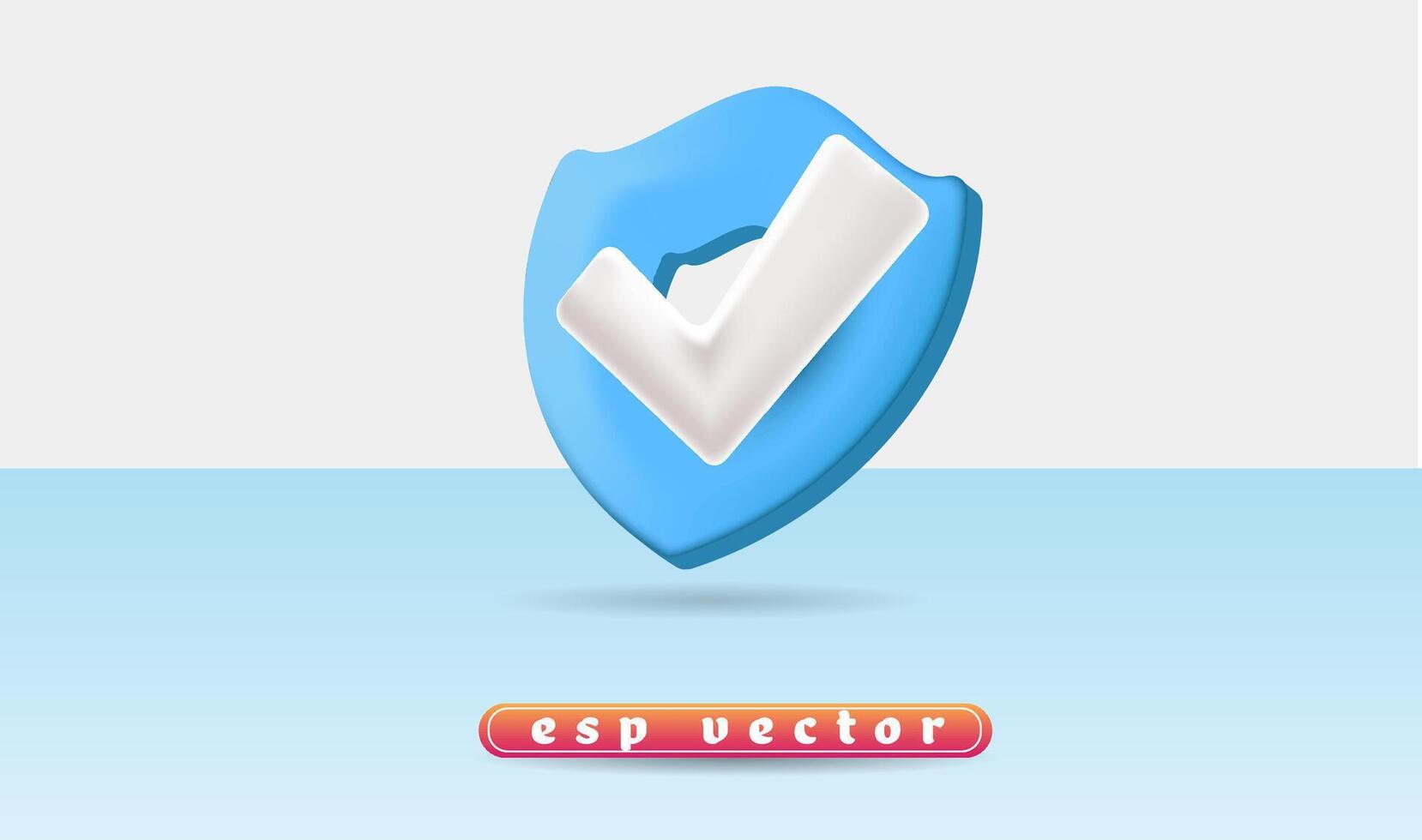 Realistic shield checkmark 3d icon design illustration vector