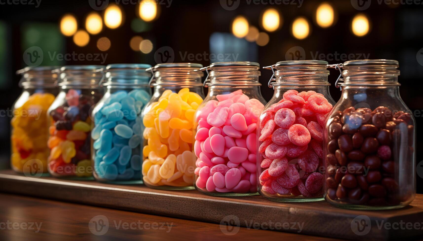 AI generated A colorful jar of sweet treats, a childhood indulgence generated by AI photo