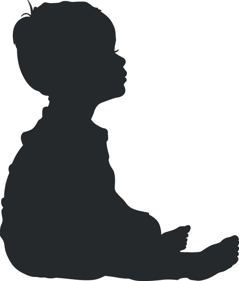 negro y blanco silueta de un niño sin antecedentes vector