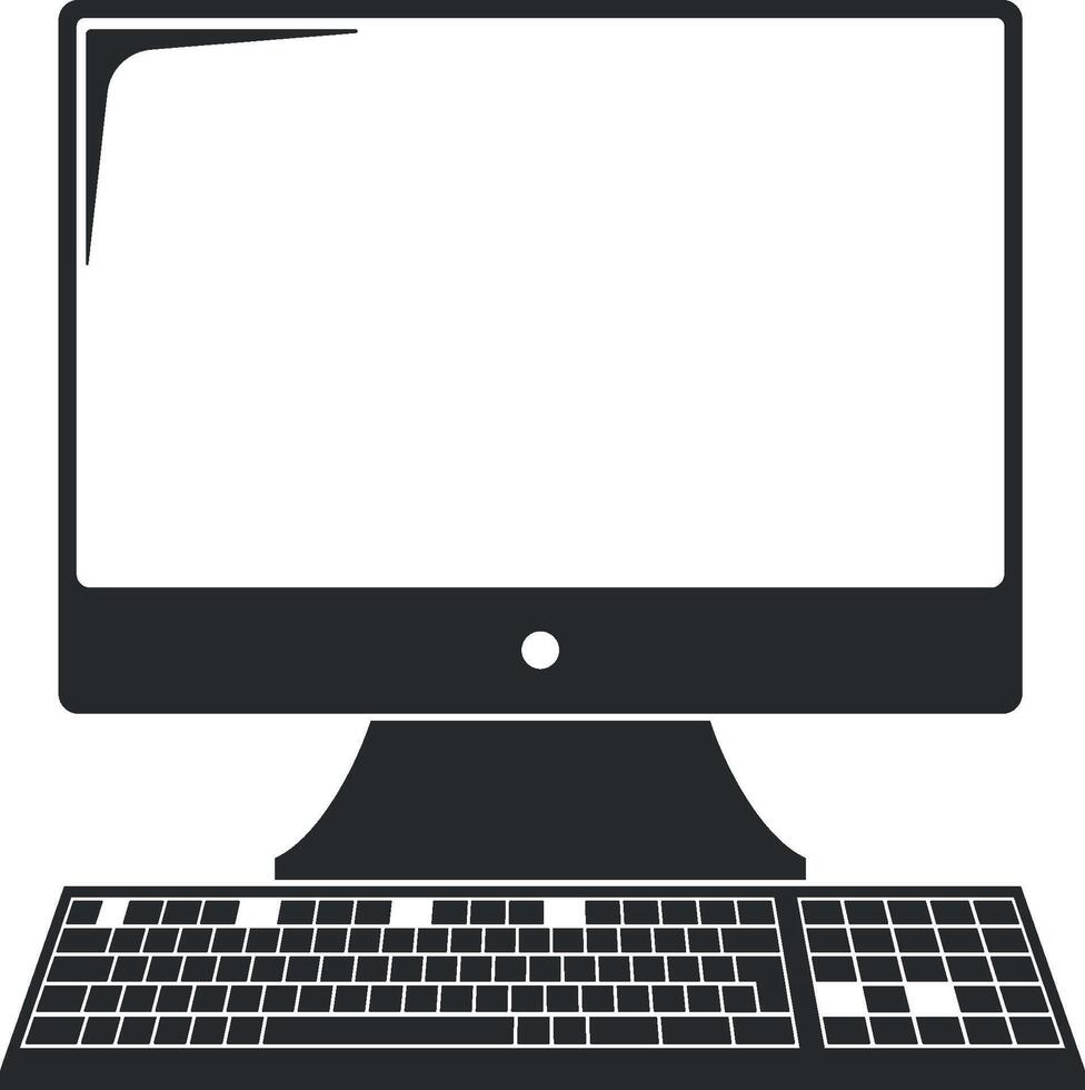 black silhouette of a computer without background vector