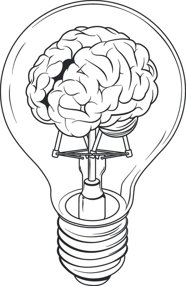 brain in a light bulb without background vector