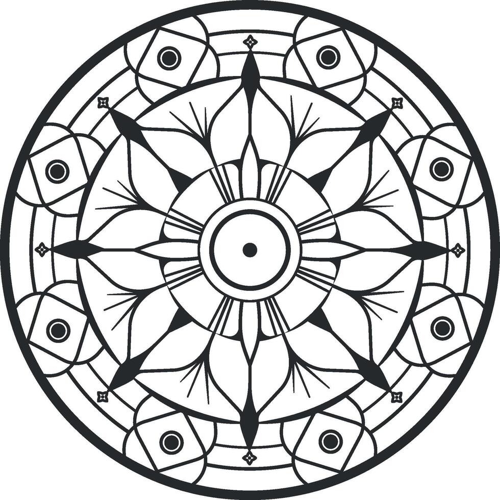 mandala negro y blanco sin antecedentes vector