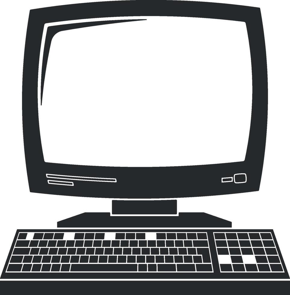 black silhouette of a computer without background vector