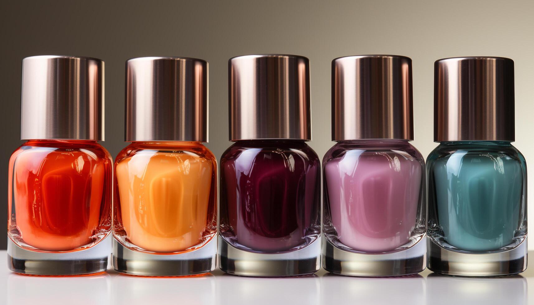 AI generated A glamorous collection of vibrant nail polish colors for women generated by AI photo